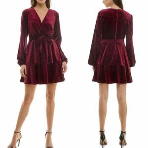 Trixxi Juniors' Velvet Rhinestone Mini Holiday Party Dress Size XS